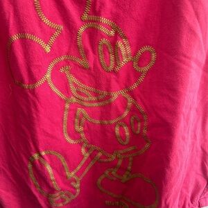 GUC size Medium bright Pink Tank Top with Mickey Mouse in gold